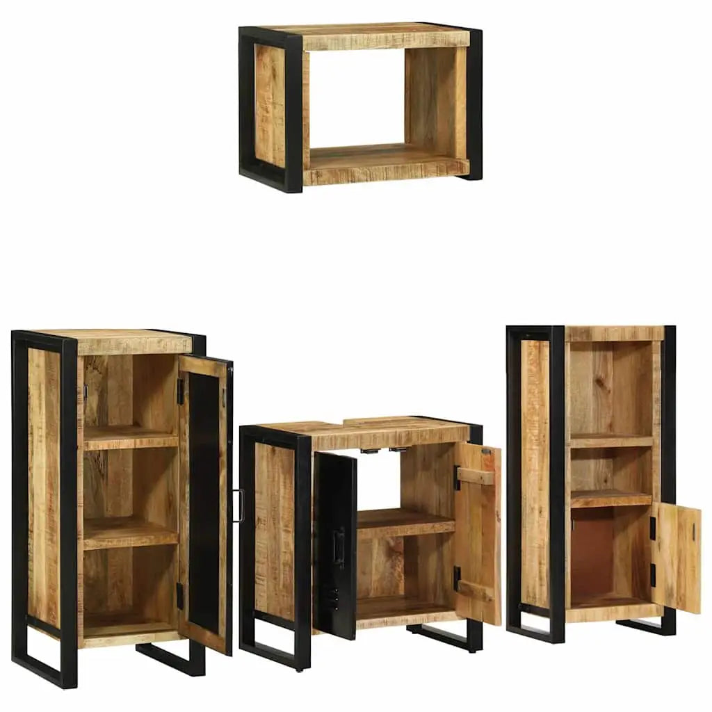 Ensemble de mobilier de salle de bain 4 pièces Marron et Noir - XIOS