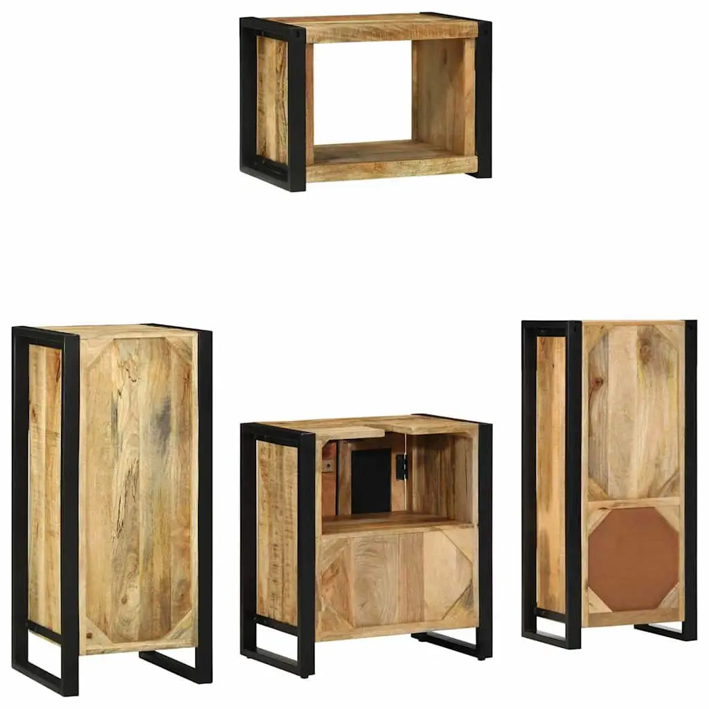 Ensemble de mobilier de salle de bain 4 pièces Marron et Noir - XIOS