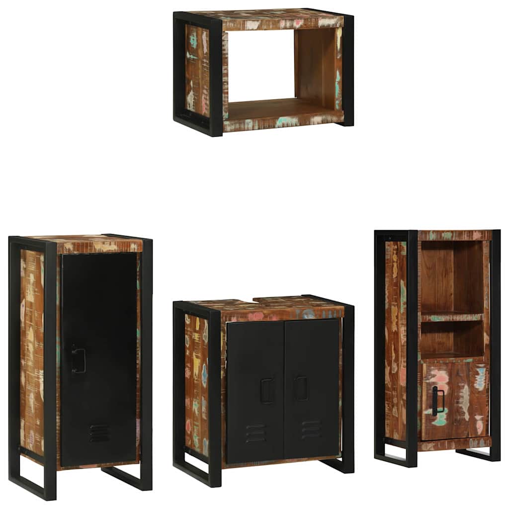 Ensemble de mobilier de salle de bain 4 pc Multicolore et noir