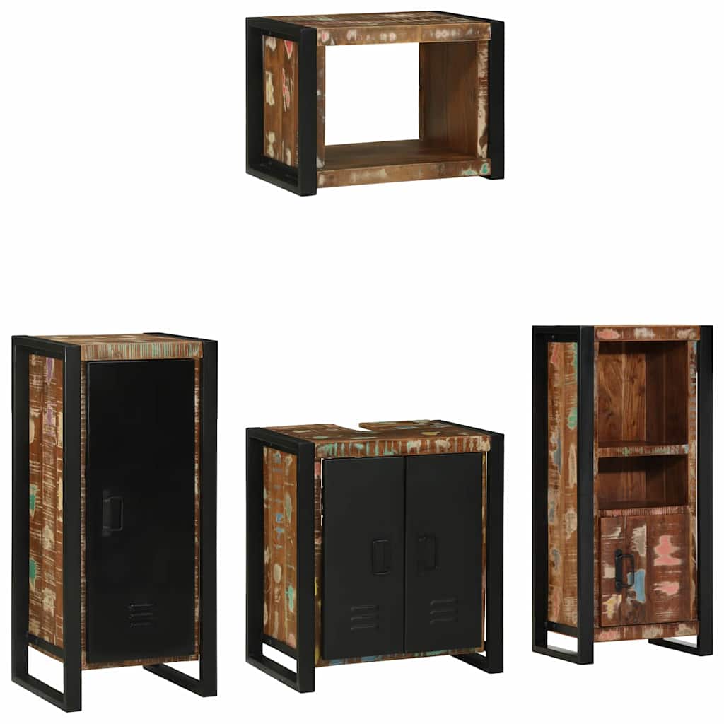Ensemble de mobilier de salle de bain 4 pc Multicolore et noir