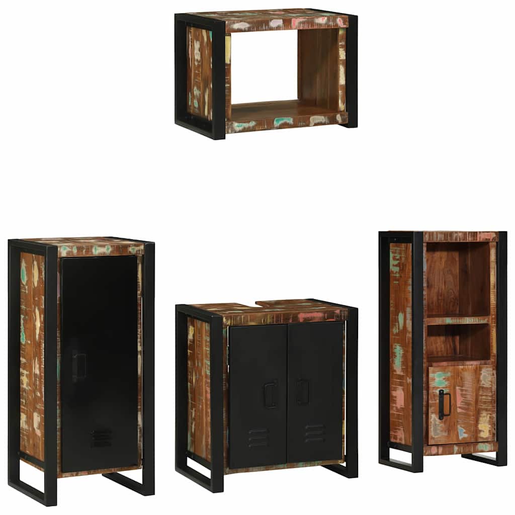 Ensemble de mobilier de salle de bain 4 pc Multicolore et noir