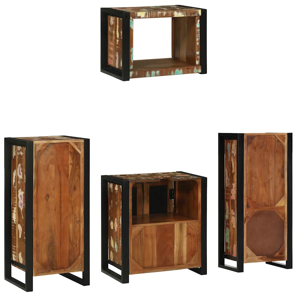 Ensemble de mobilier de salle de bain 4 pc Multicolore et noir