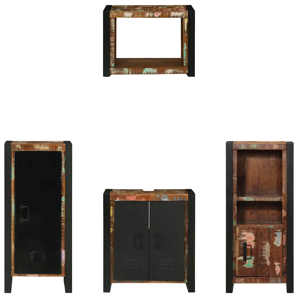 Ensemble de mobilier de salle de bain 4 pc Multicolore et noir