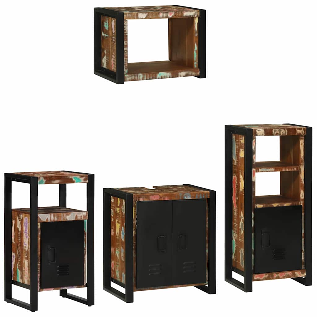 Ensemble de mobilier de salle de bain 4 pc Multicolore et noir