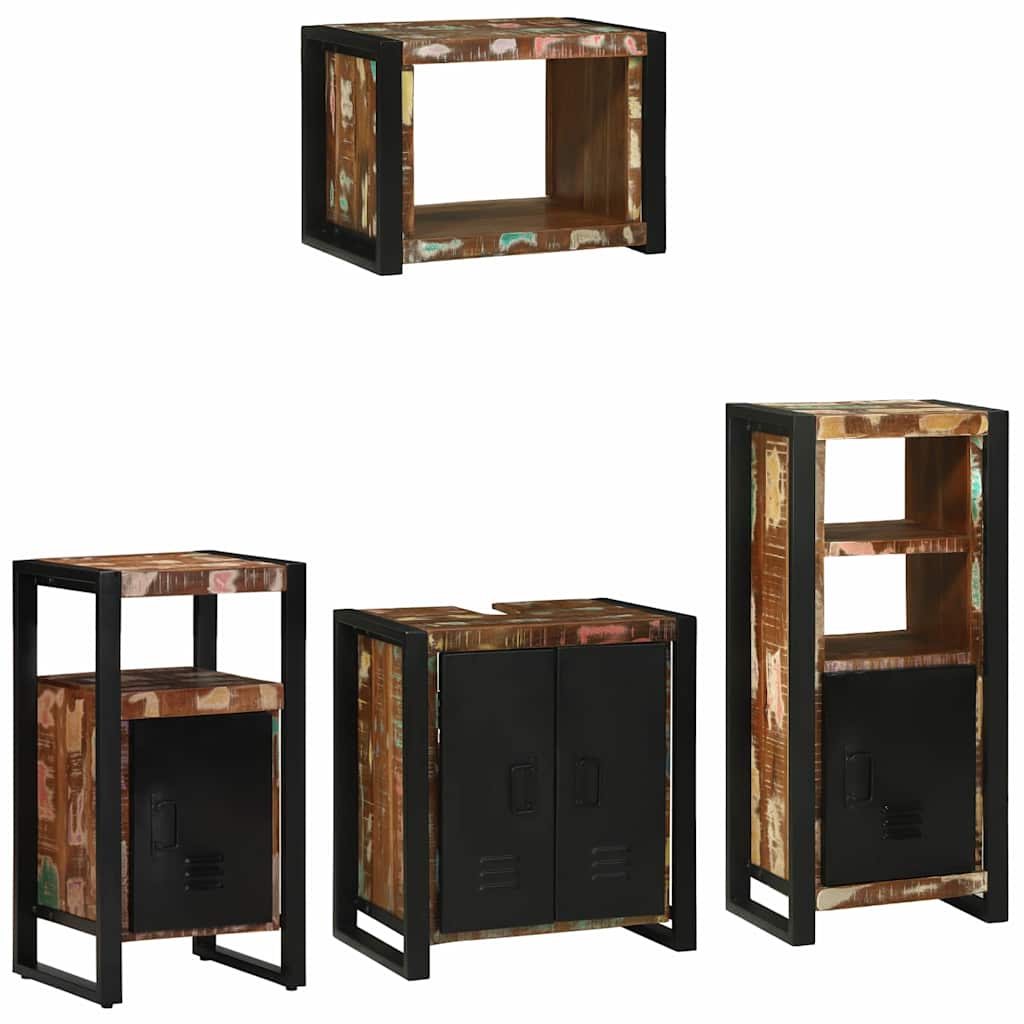 Ensemble de mobilier de salle de bain 4 pc Multicolore et noir