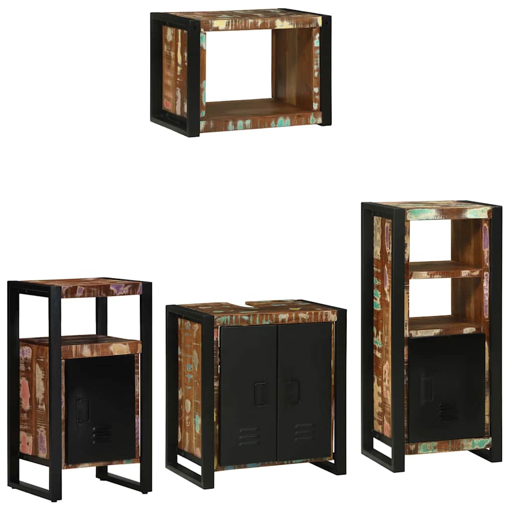 Ensemble de mobilier de salle de bain 4 pc Multicolore et noir