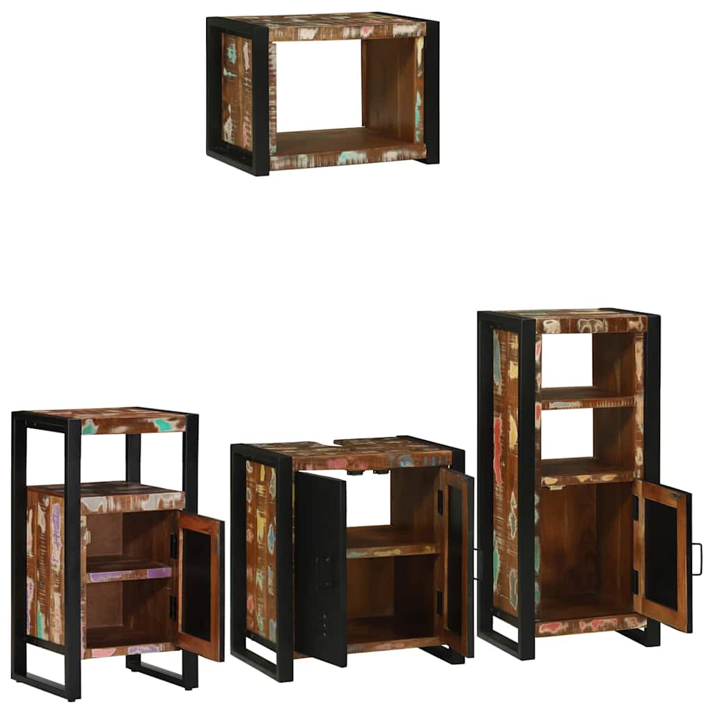 Ensemble de mobilier de salle de bain 4 pc Multicolore et noir