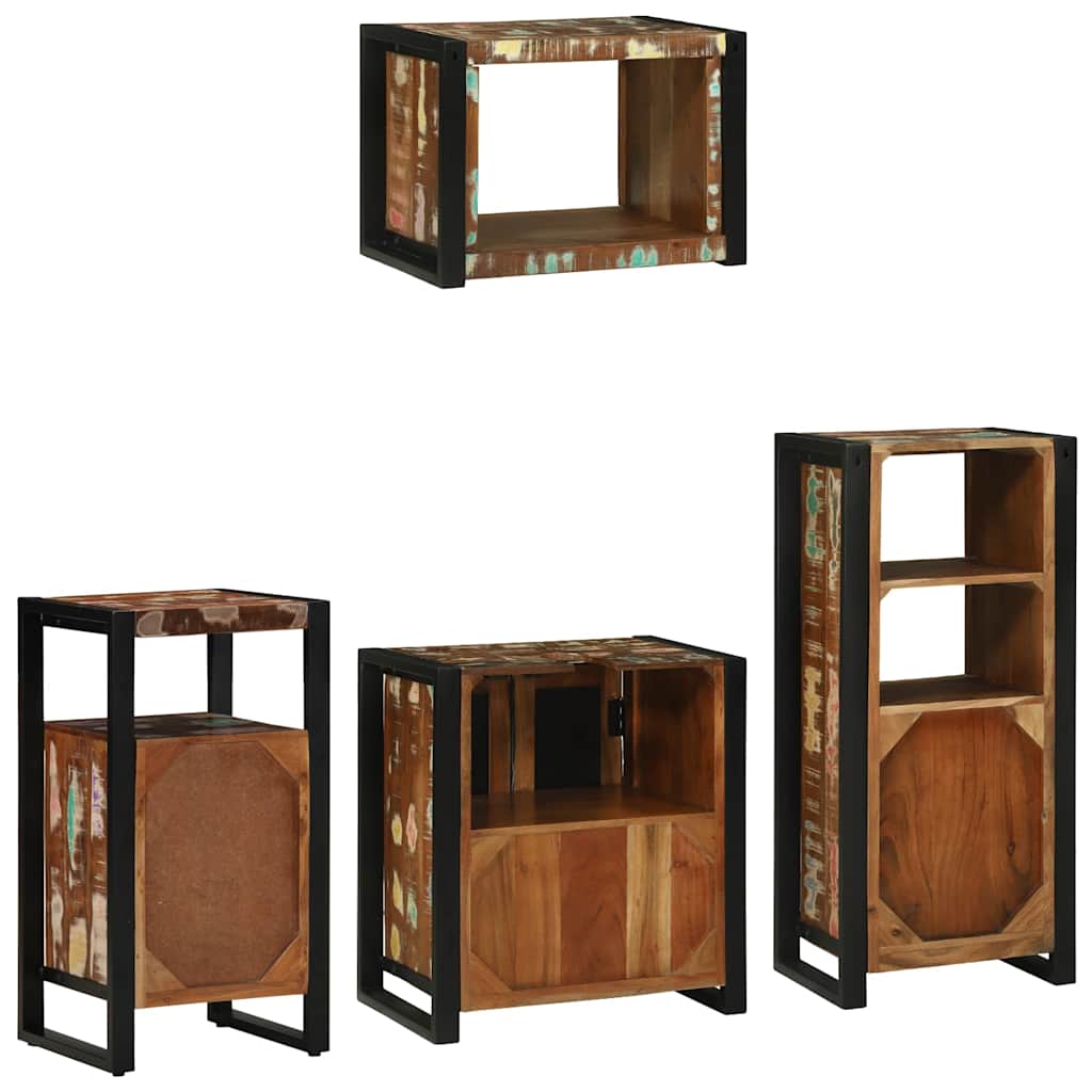 Ensemble de mobilier de salle de bain 4 pc Multicolore et noir
