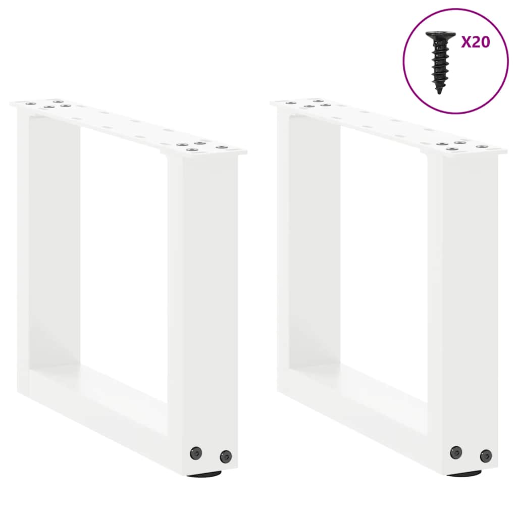 Pieds de table basse en U 2 pièces Blanc 40 x (30-31) cm Acier - XIOS