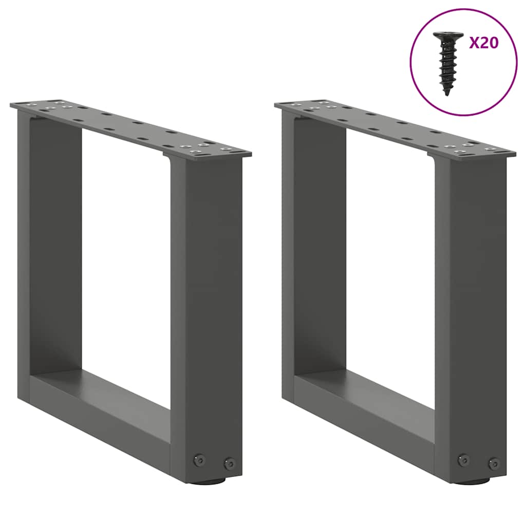 Pieds de table basse en U 2 pièces Anthracite 40 x (30-31) cm Acier - XIOS