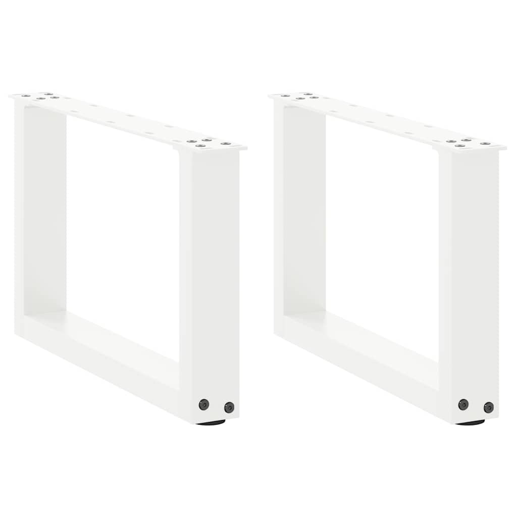 Pieds de table basse en U, 2 pièces, blanc, 50 x (30-31) cm, acier - XIOS