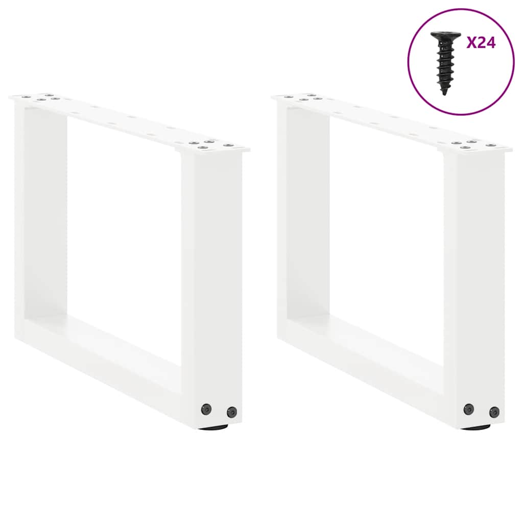 Pieds de table basse en U, 2 pièces, blanc, 50 x (30-31) cm, acier - XIOS