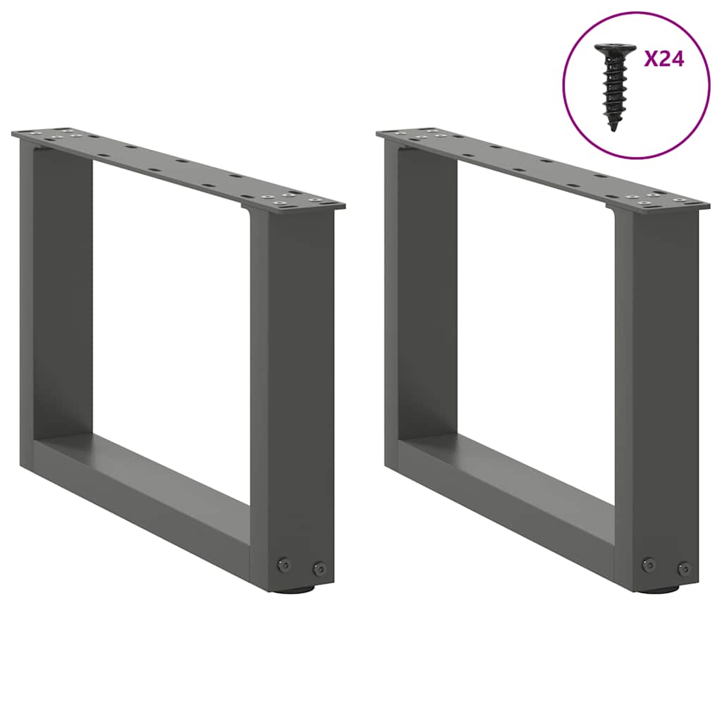 Pieds de table basse en U, 2 pièces, anthracite, 50 x (30-31) cm, acier - XIOS