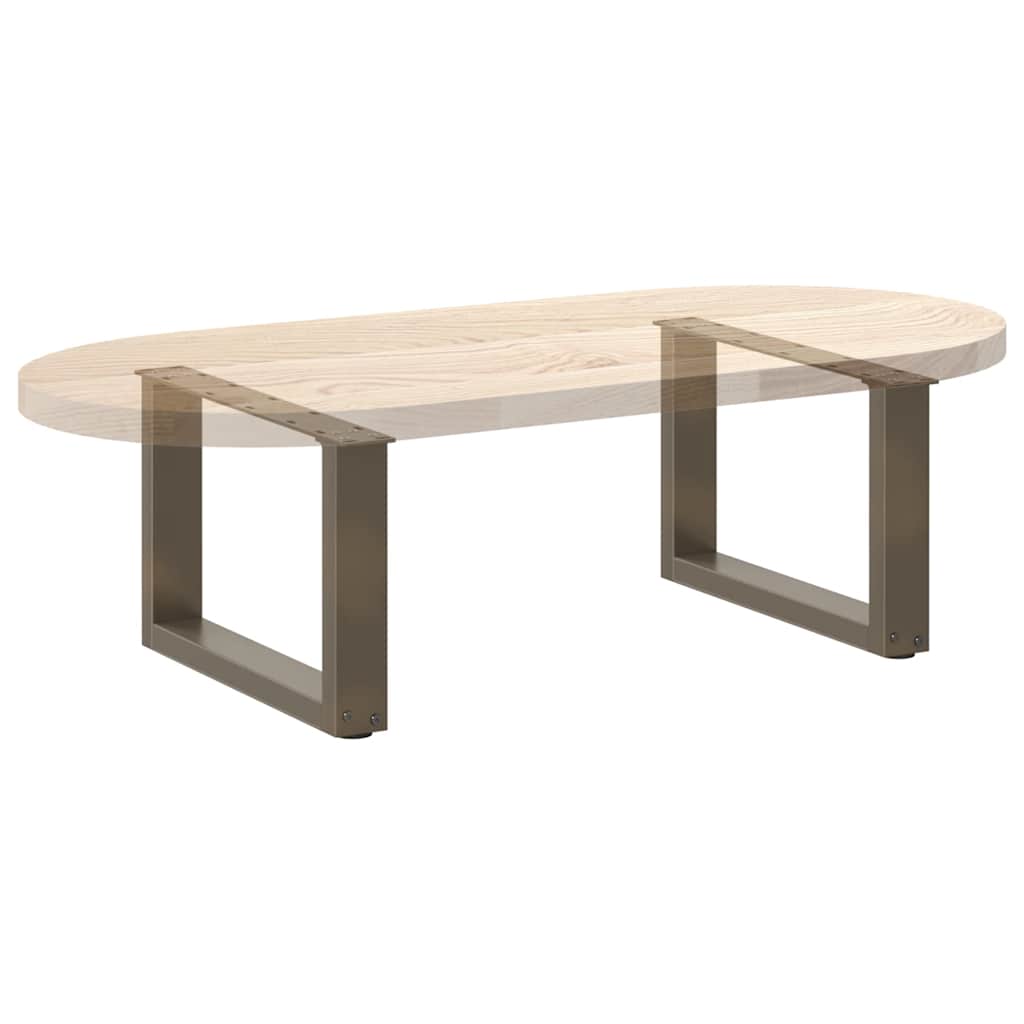 Pieds de table basse en U, 2 pièces, acier naturel, 50 x (30-31) cm - XIOS