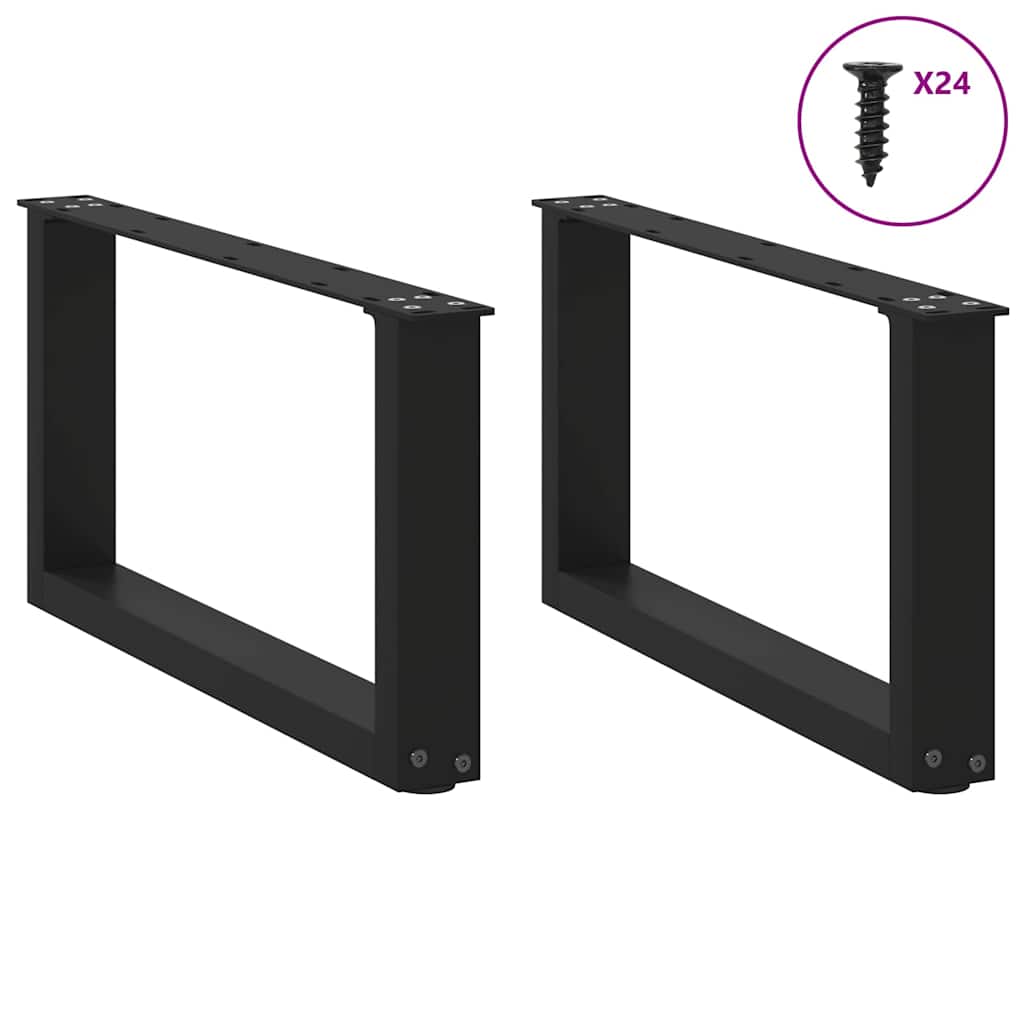 Pieds de table basse en U, 2 pièces, noir, 60 x (30-31) cm, acier - XIOS