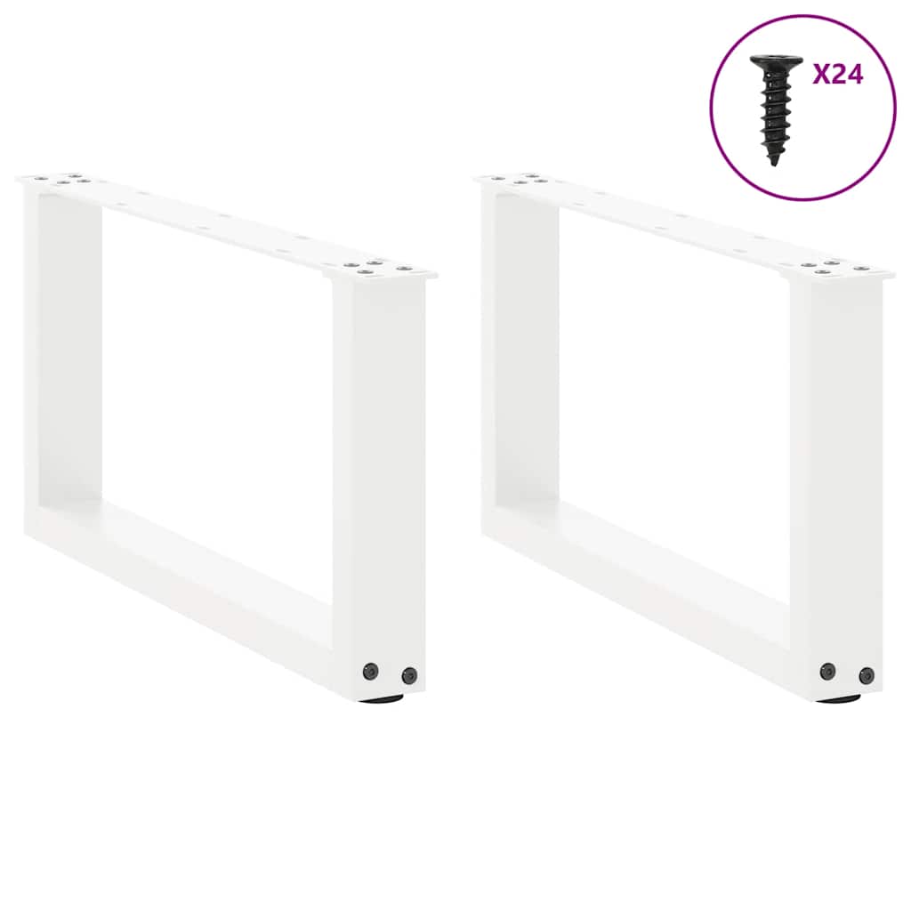 Pieds de table basse en U 2 pièces Blanc 60 x (30-31) cm Acier - XIOS