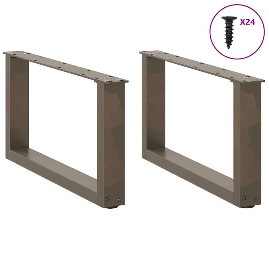 Pieds de table basse en U 2 pièces Acier naturel 60 x (30-31) cm Acier - XIOS