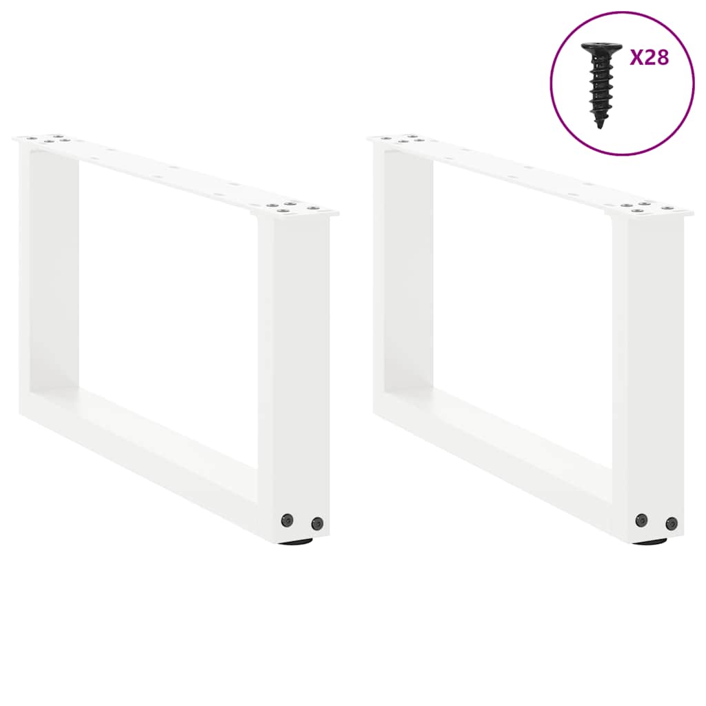Pieds de table basse en U 2 pièces Blanc 70 x (30-31) cm Acier - XIOS