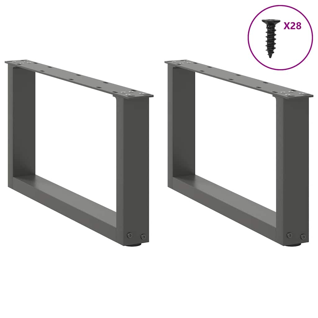 Pieds de table basse en U 2 pièces Anthracite 70 x (30-31) cm Acier - XIOS
