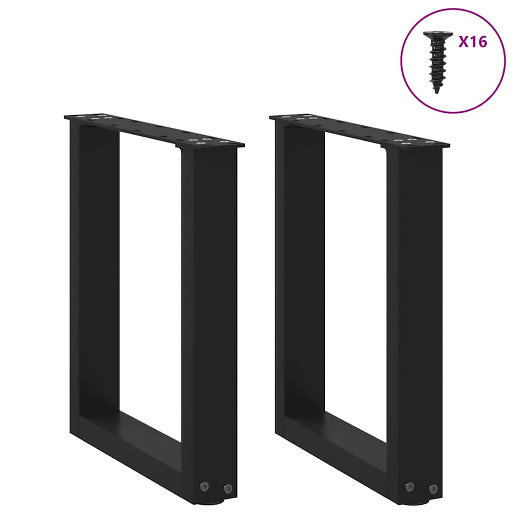Pieds de table basse en U 2 pièces Noir 28 x (42-43) cm Acier - XIOS