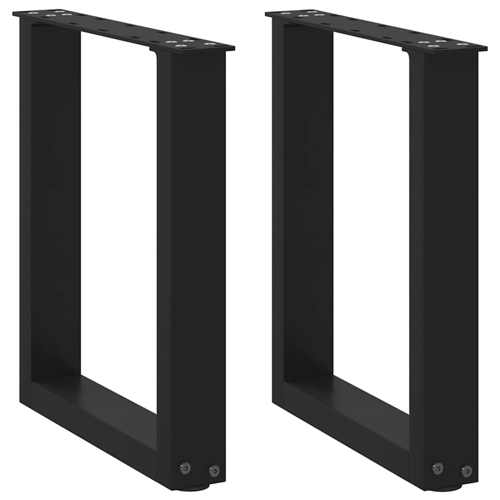 Pieds de table basse en U 2 pièces Noir 38 x (42-43) cm Acier
