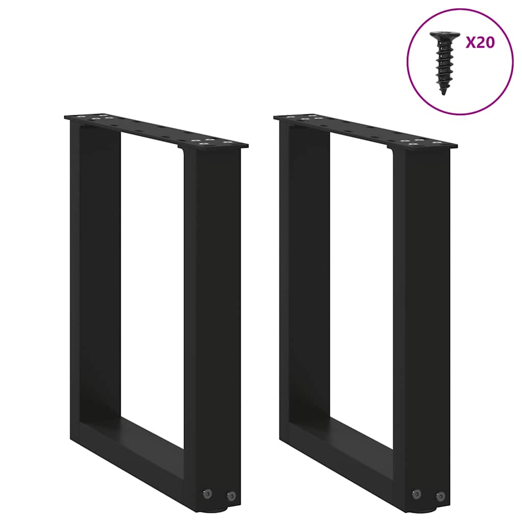 Pieds de table basse en U 2 pièces Noir 38 x (42-43) cm Acier