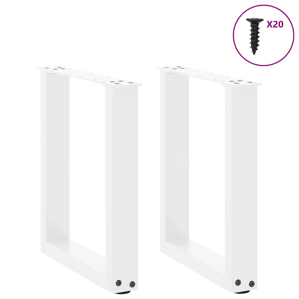 Pieds de table basse en U 2 pièces Blanc 38 x (42-43) cm Acier - XIOS