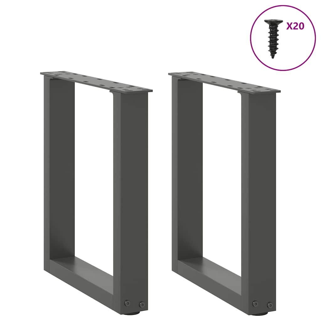 Pieds de table basse en U 2 pièces Anthracite 38 x (42-43) cm Acier - XIOS