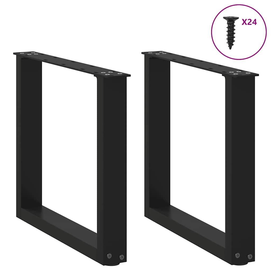 Pieds de table basse en U, 2 pièces, noir, 50 x (42-43) cm, acier