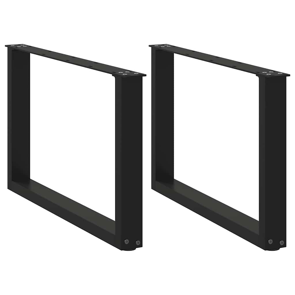 Pieds de table basse en U, 2 pièces, noir, 60 x (42-43) cm, acier