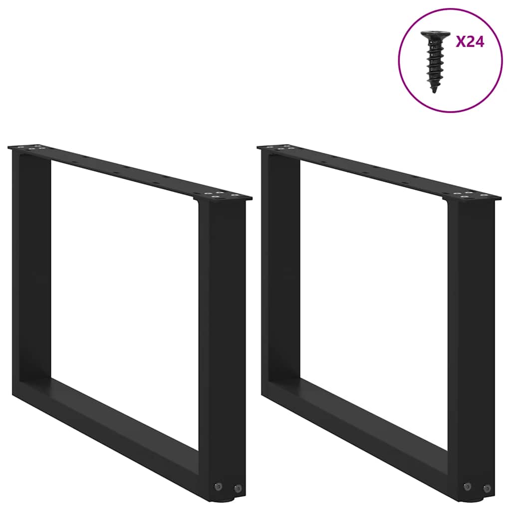 Pieds de table basse en U, 2 pièces, noir, 60 x (42-43) cm, acier