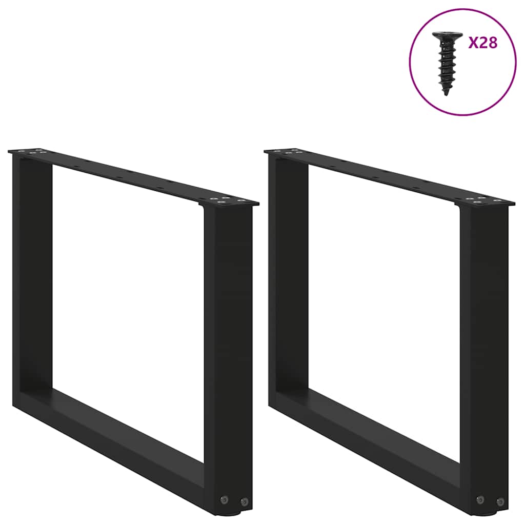 Pieds de table basse en U 2 pièces Noir 70 x (42-43) cm Acier - XIOS