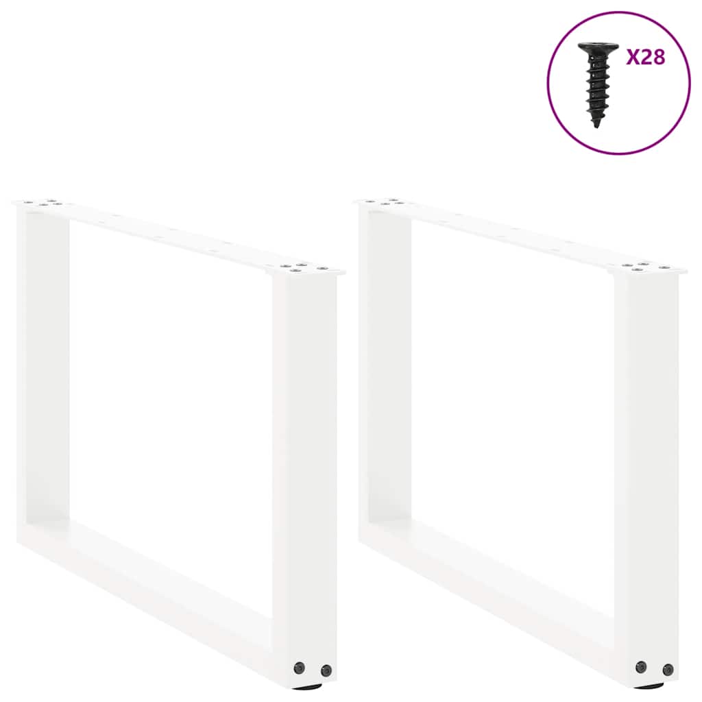 Pieds de table basse en U, 2 pièces, blanc, 70 x (42-43) cm, acier - XIOS