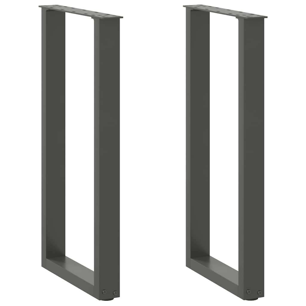 Pieds de table console en U, 2 pièces, anthracite, 38 x (72-73) cm, acier - XIOS