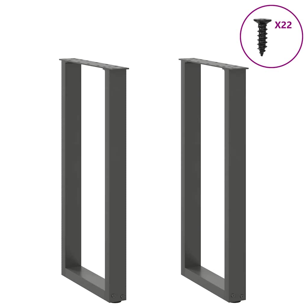 Pieds de table console en U, 2 pièces, anthracite, 38 x (72-73) cm, acier - XIOS