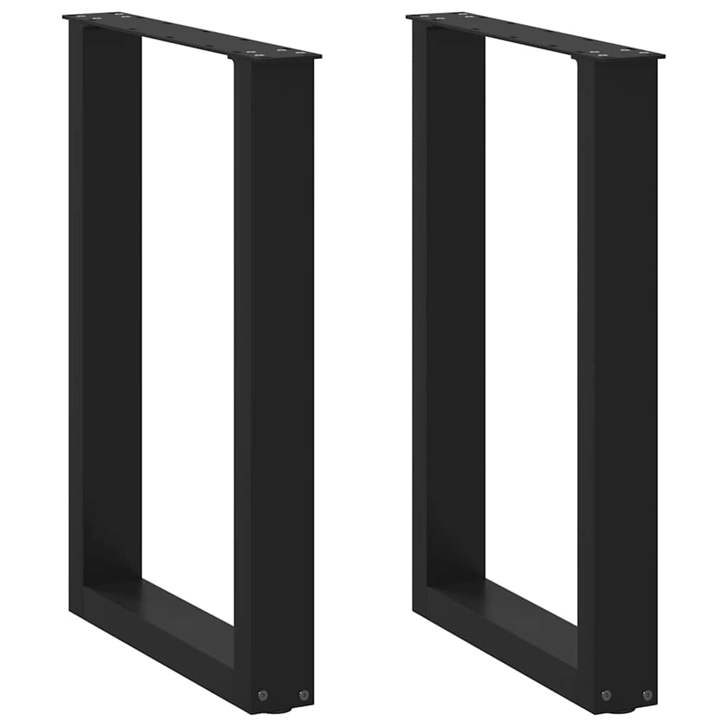 Pieds de table à manger en U 2 pièces Noir 50 x (72-73) cm Acier