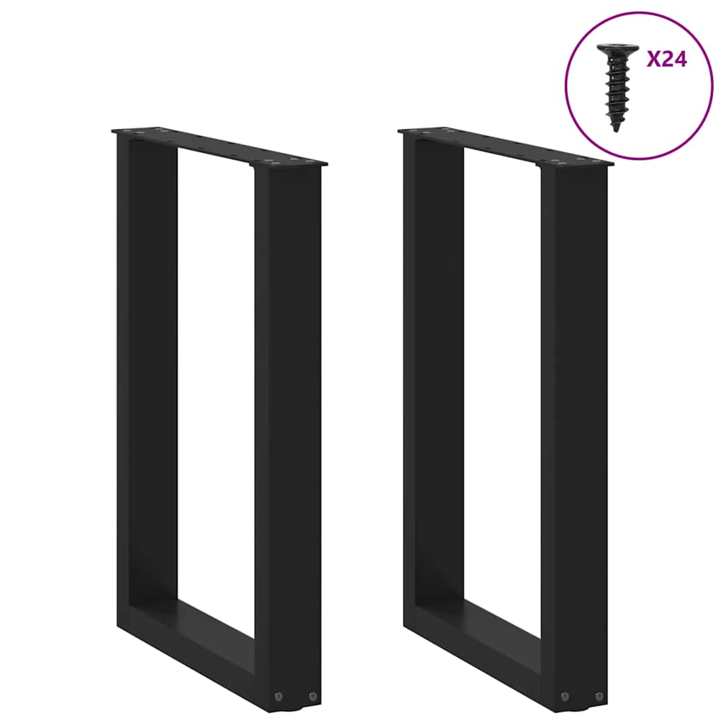 Pieds de table à manger en U 2 pièces Noir 50 x (72-73) cm Acier