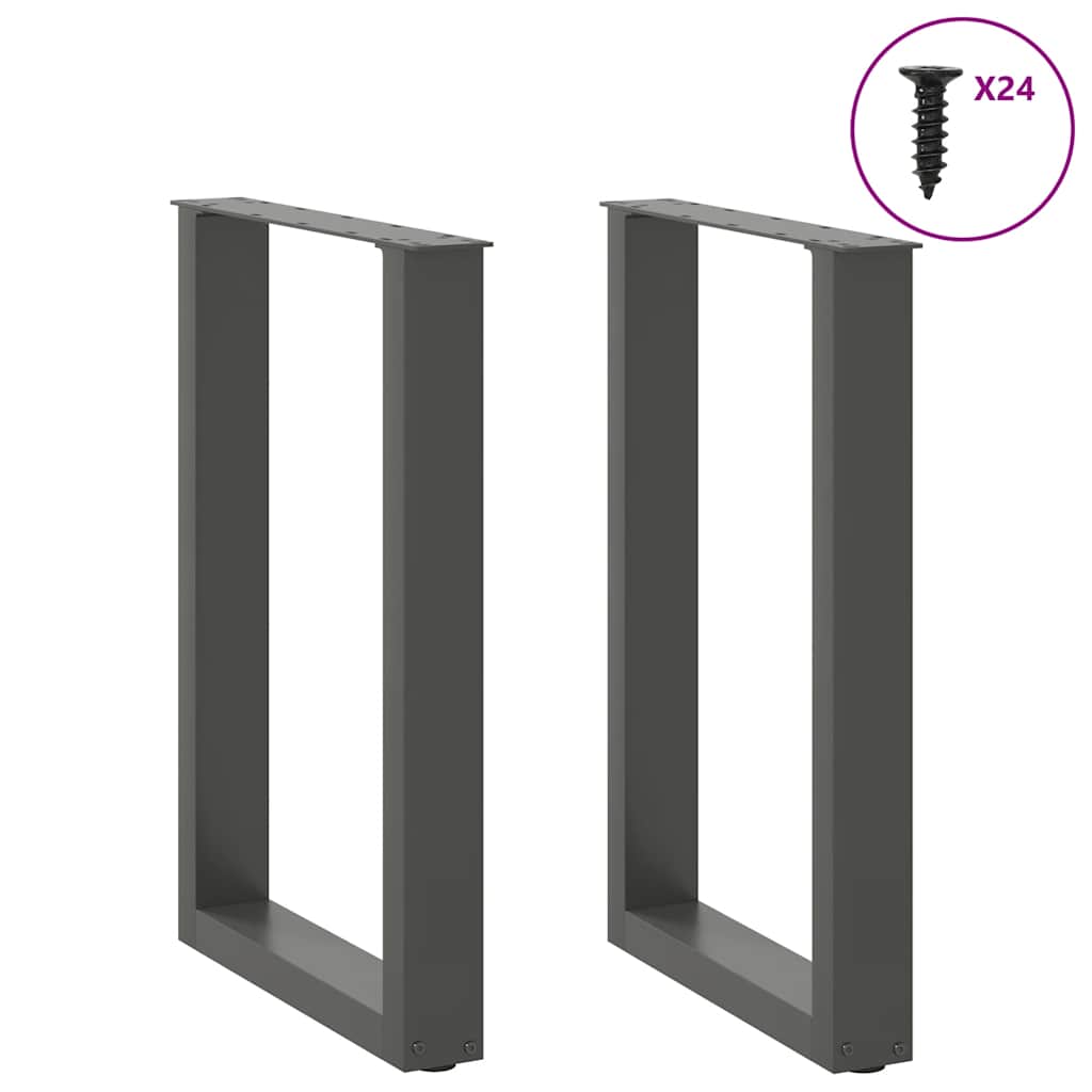 Pieds de table à manger en U 2 pièces Anthracite 50 x (72-73) cm Acier - XIOS