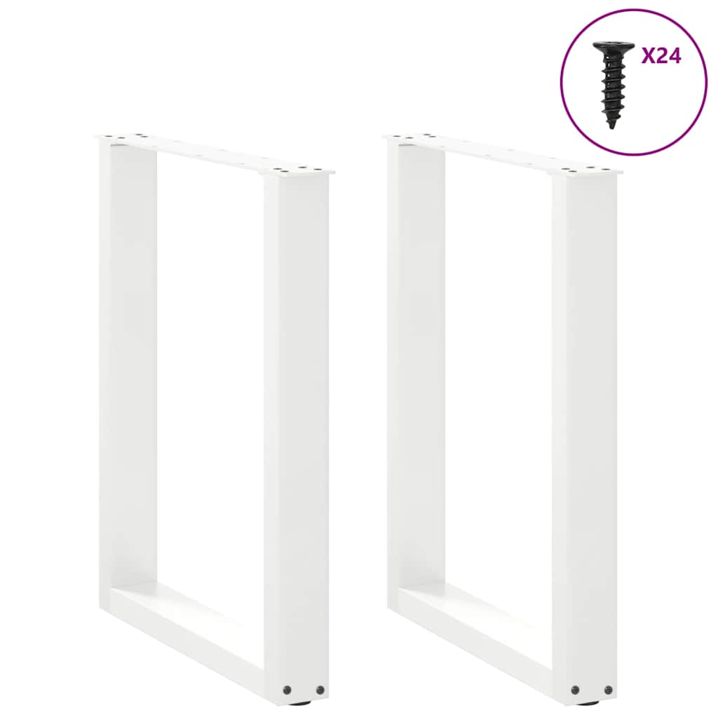 Pieds de table à manger en U 2 pièces Blanc 60 x (72-73) cm Acier - XIOS