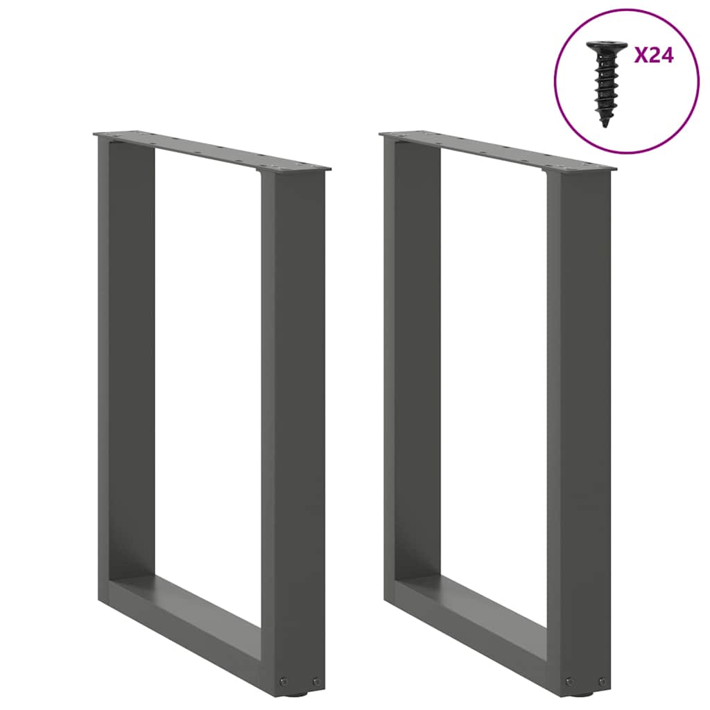 Pieds de table à manger en U 2 pièces Anthracite 60 x (72-73) cm Acier