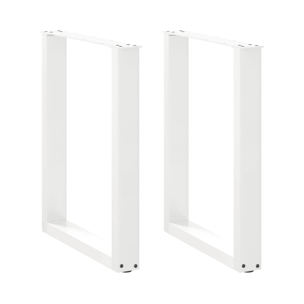 Pieds de table à manger en U 2 pièces Blanc 70 x (72-73) cm Acier