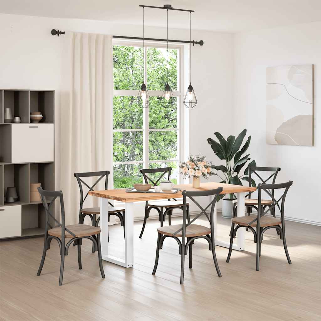 Pieds de table à manger en U 2 pièces Blanc 70 x (72-73) cm Acier