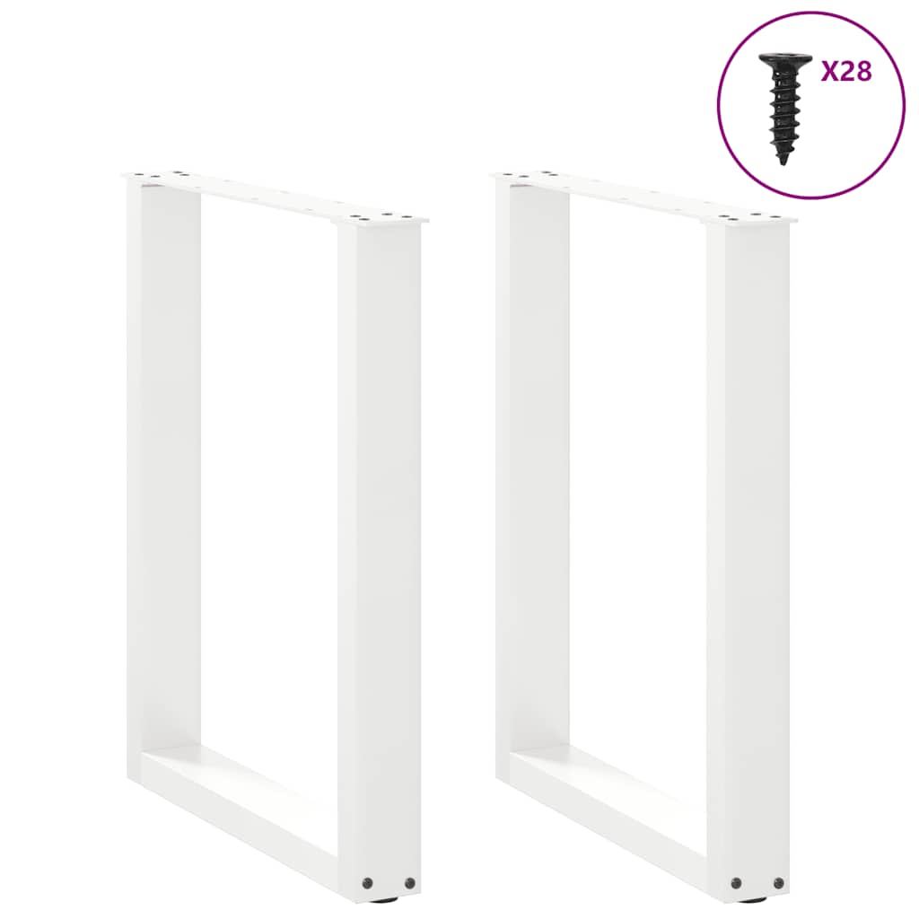 Pieds de table à manger en U 2 pièces Blanc 70 x (72-73) cm Acier