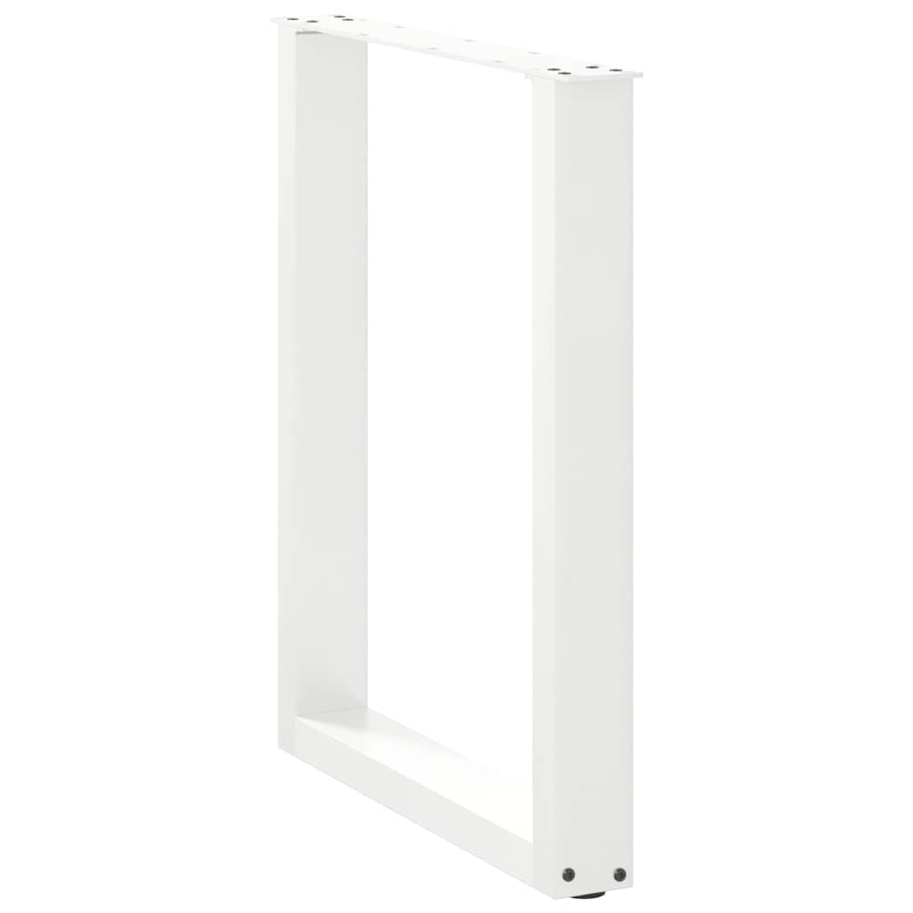 Pieds de table à manger en U 2 pièces Blanc 70 x (72-73) cm Acier