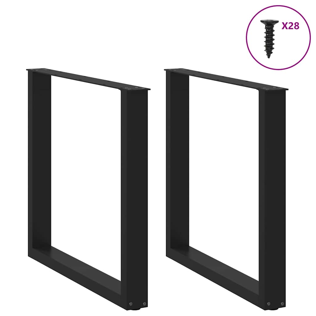Pieds de table à manger en U 2 pièces Noir 80 x (72-73) cm Acier - XIOS
