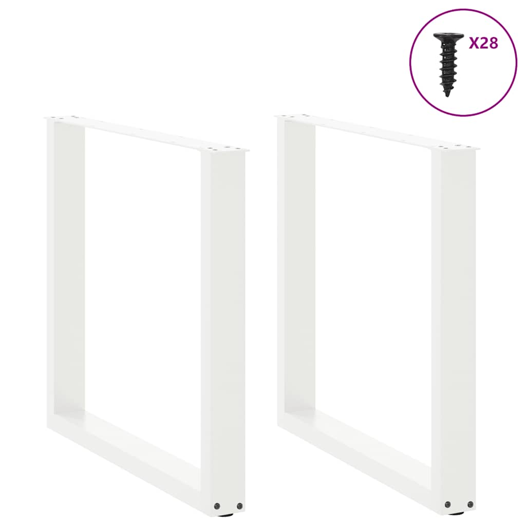 Pieds de table à manger en U 2 pièces Blanc 80 x (72-73) cm Acier