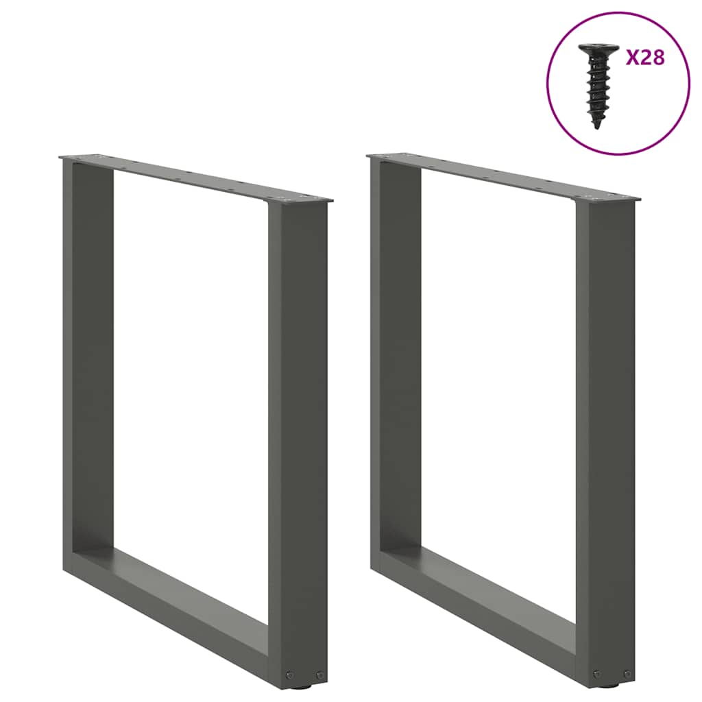 Pieds de table à manger en U 2 pièces Anthracite 80 x (72-73) cm Acier