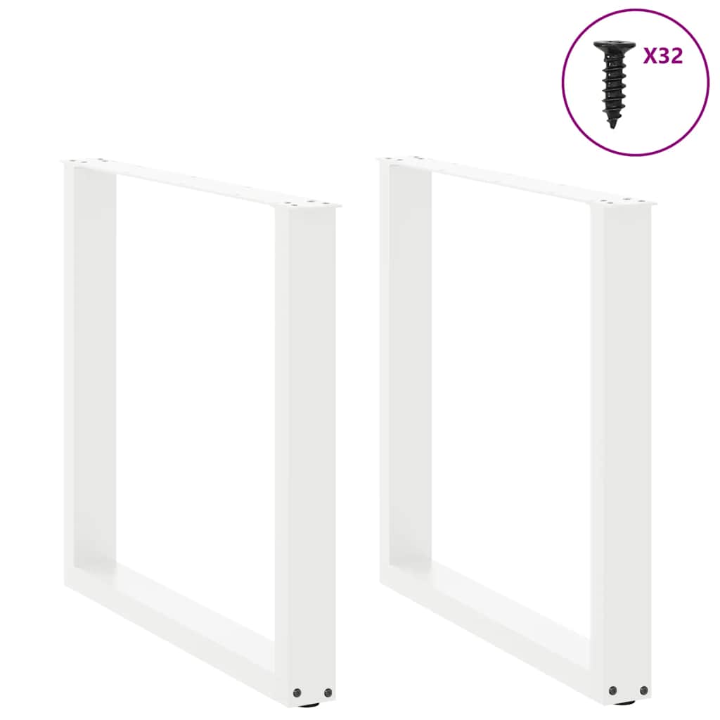 Pieds de table à manger en U 2 pièces Blanc 90 x (72-73) cm Acier - XIOS