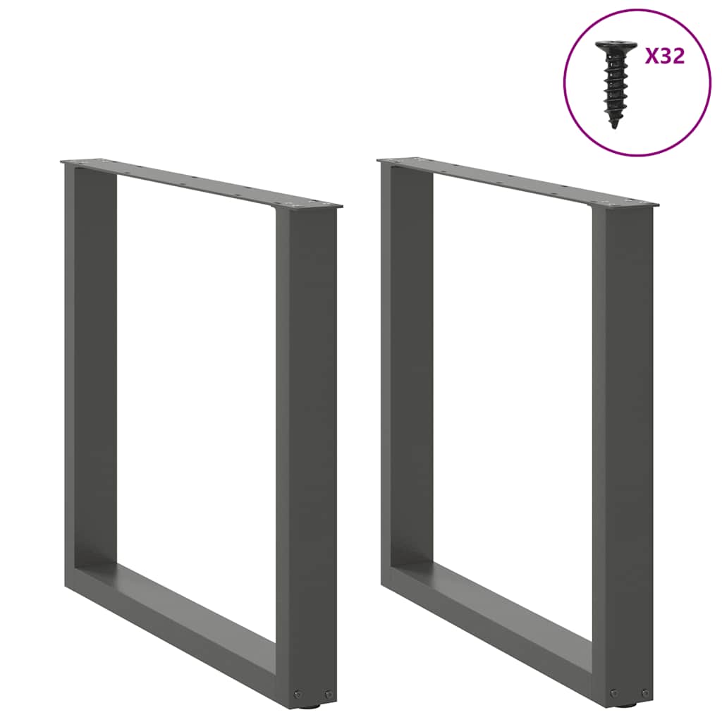 Pieds de table à manger en U 2 pièces Anthracite 90 x (72-73) cm Acier - XIOS