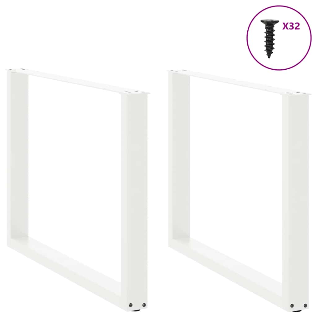 Pieds de table à manger en U 2 pièces Blanc 100 x (72-73) cm Acier - XIOS